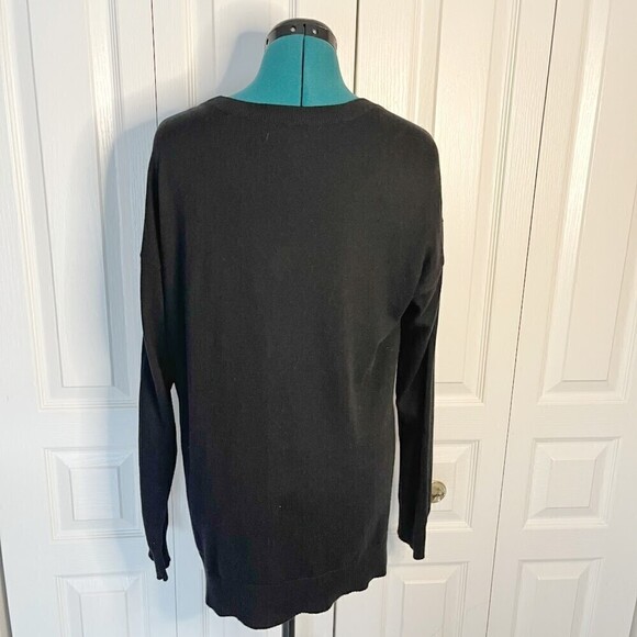 Michael Kors V Neck Cotton Angora Dual Side Gold Zippers Long Sleeve Sweater - Picture 12 of 13